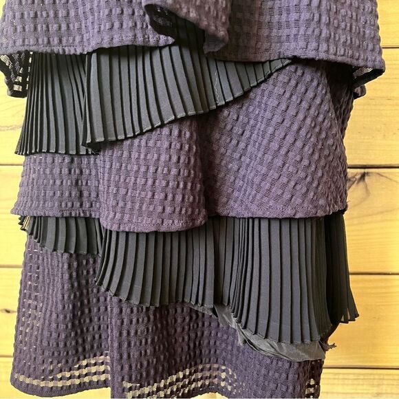 Anthropologie Ric Rac Navy Blue Tiered Layered V Neck Dress - Picture 4 of 9